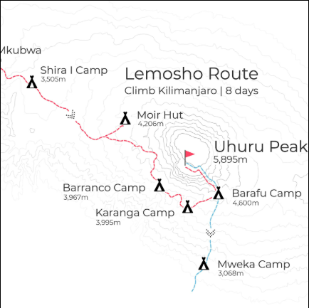 Lemosho Route map